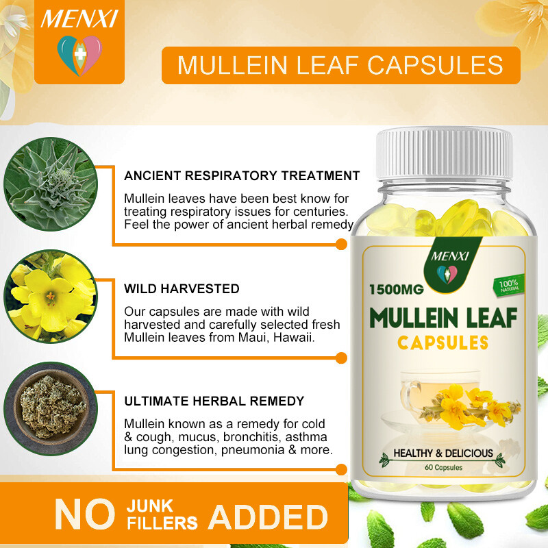 Mullein Capsules Lung Support | Respiratory Health & Immune Boost Herbal Extract