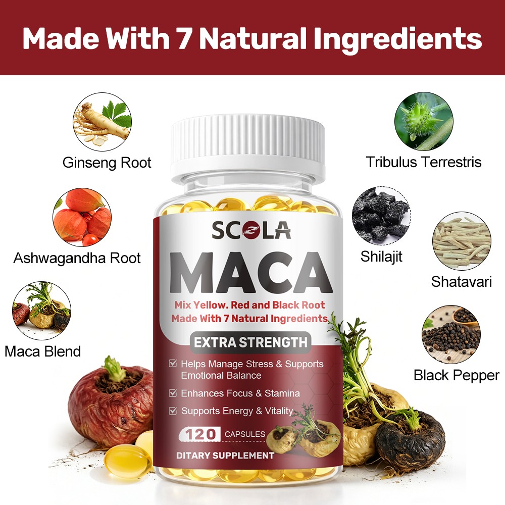 Maca root capsules Male Enhancement Boost Testosterone Sex Drive 120 capsules