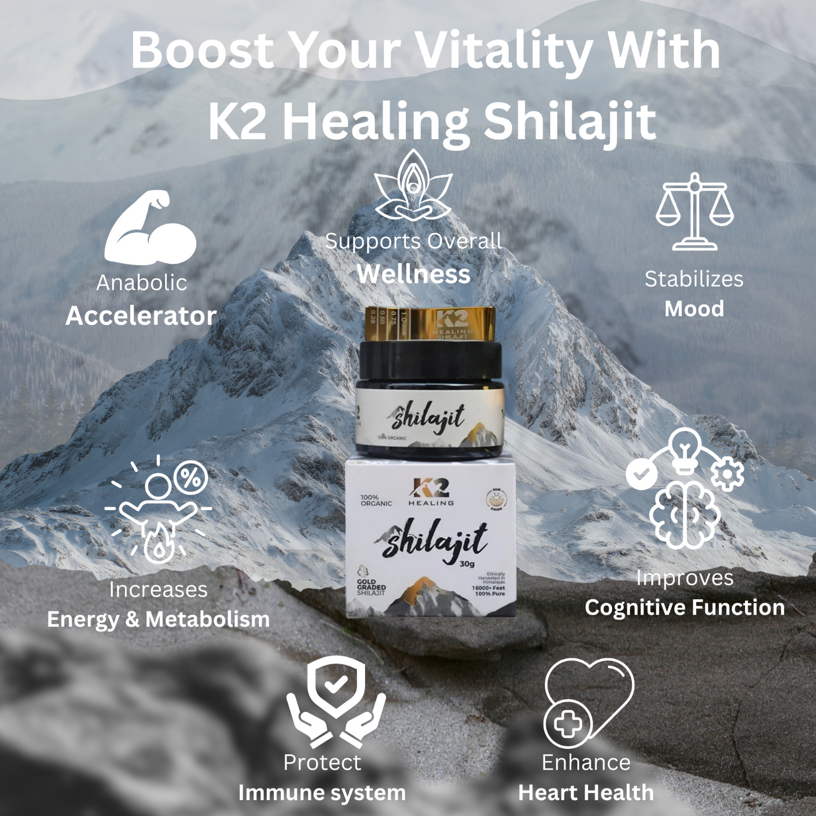 Pure Himalayan Shilajit Resin 80g Authentic k2healingshilajit Lab Tested