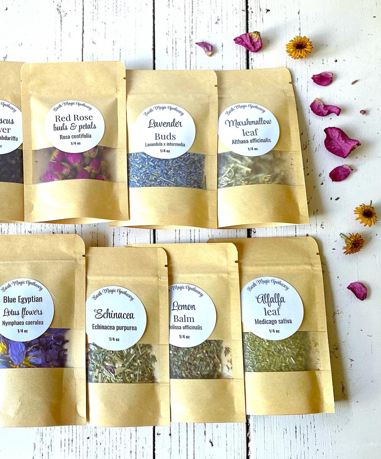 1/2oz Natural Bulk Herb Bags A – Z Organic & Wildcrafted Apothecary Herbs