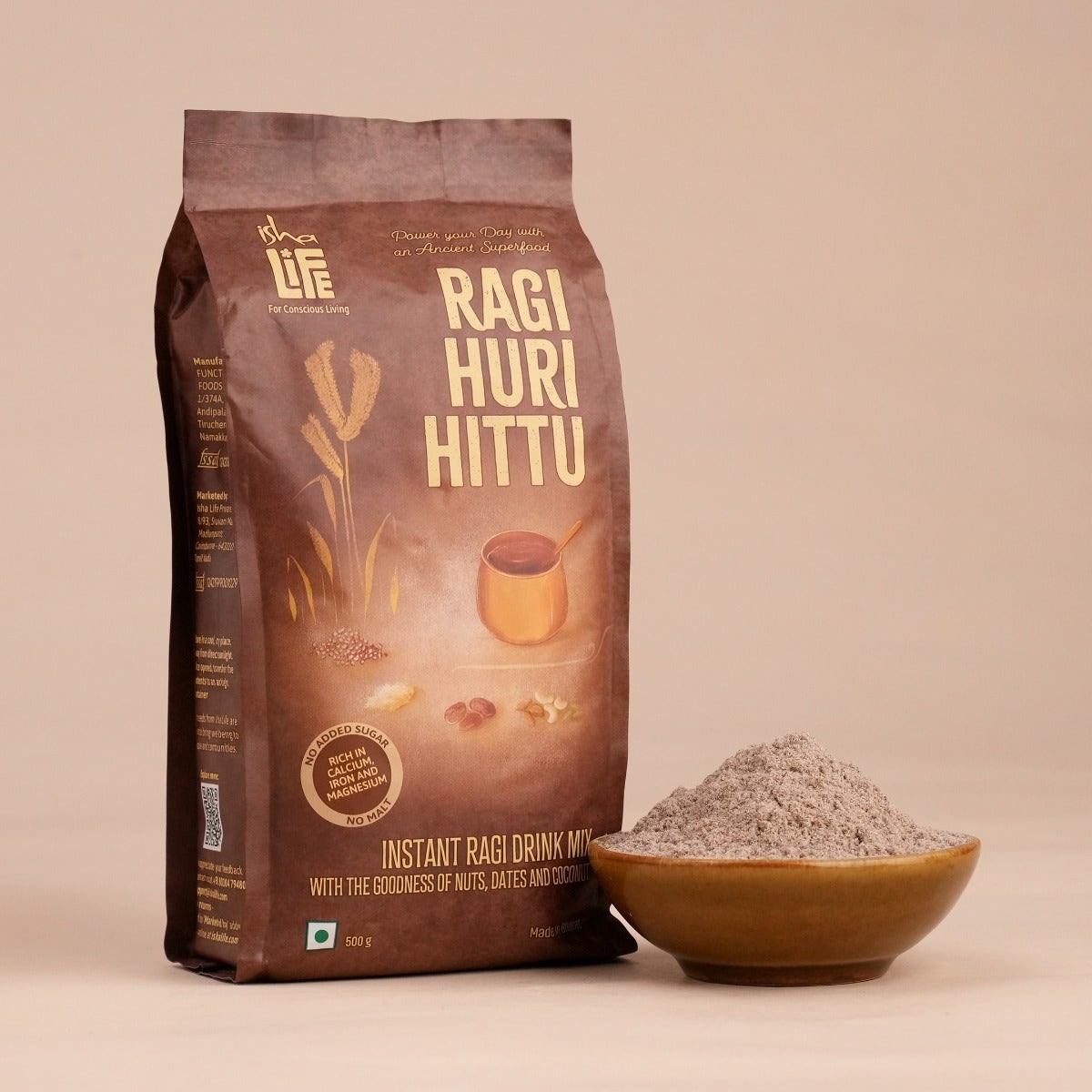 Isha Life Ragi Huri Hittu (Instant Ragi Drink Mix) – 500gms by Sdahguru