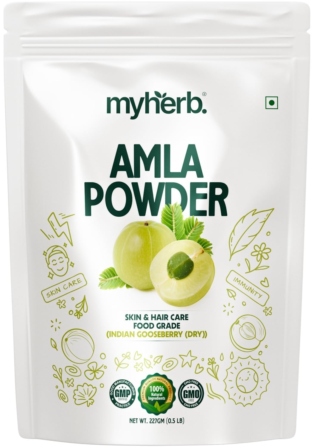 MYHERB Amla Powder 227gm For Skin & Hair Care Food Grade Indian Gooseberry (Dry)