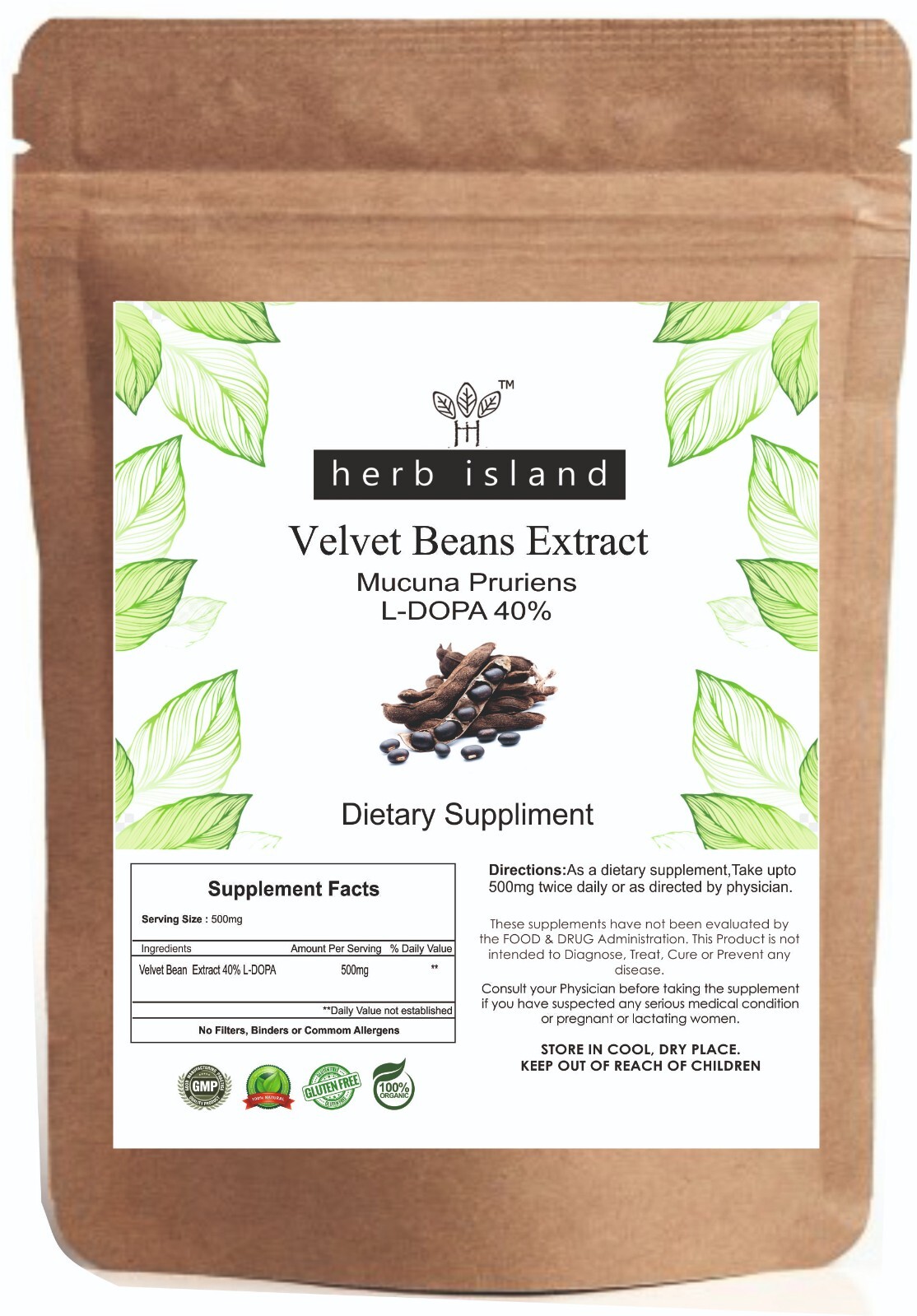 Mucuna Pruriens Extract Kauch beej , 40% L – Dopa Enhances Mood , Free Shipping