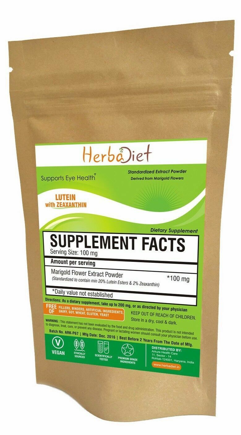 Marigold Extract Powder 20% Lutein with Zeaxanthin Antioxidant Eye Health 50g