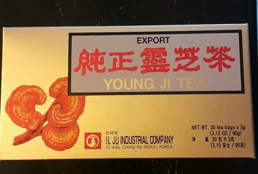 Young Ji Tea Reishi Mushroom Tea 純正靈芝茶 H7, 30 Tea Bags Free Shipping! SEALED!