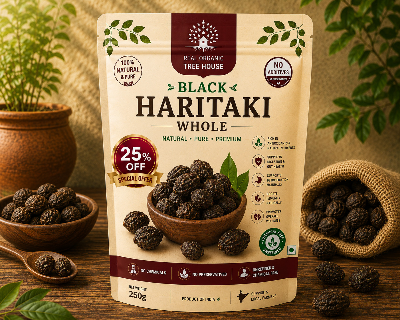 Black Haritaki Whole | Terminalia Chebula | Dried Botanical Fruit|Plant Material