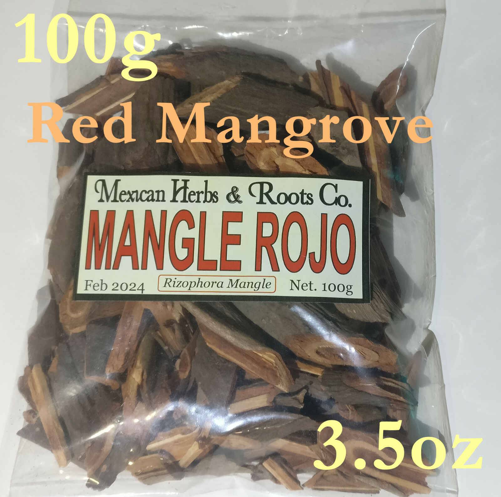 Mangle Rojo, Raiz de Mangle 100g, Red Mangrove 3.5oz 100% Natural Orgaganico
