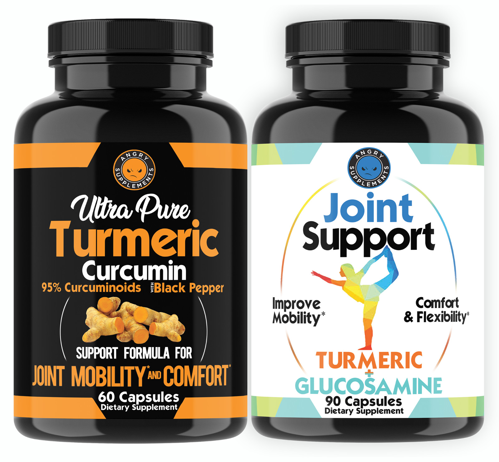 Angry Supplements Ultra Turmeric and Joint Support w. Glucosamine 2-Pack