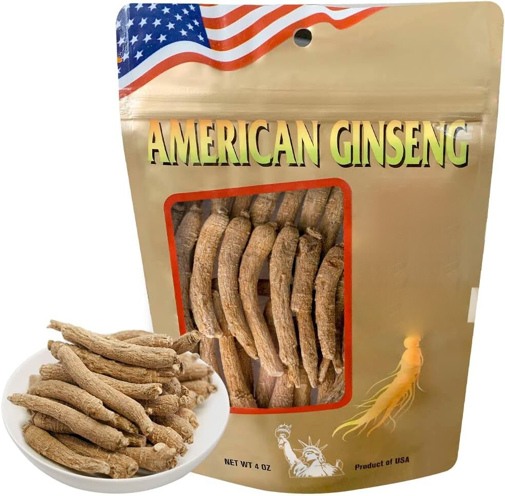 American Wisconsin Ginseng Root Long Thin 6-8 Year 美國花旗長尾參 (4 Oz.) Free US Ship