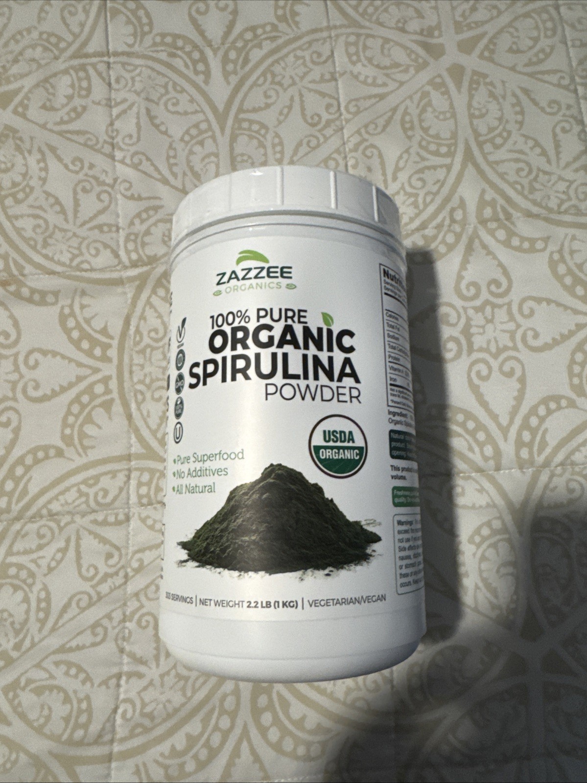 Zazzee USDA Organic Spirulina Powder, 2.2 Pounds (1 KG), 303 Servings, Kosher