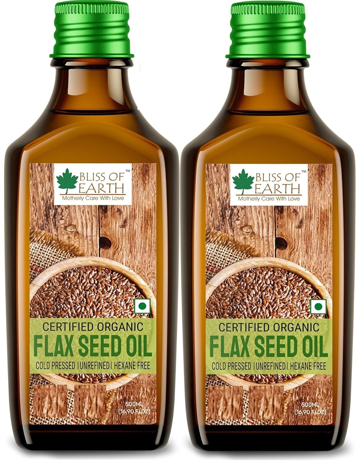 2x Bliss of Earth Certified Organic Flaxseed Oil for Eating & Hair Cold Pressed
