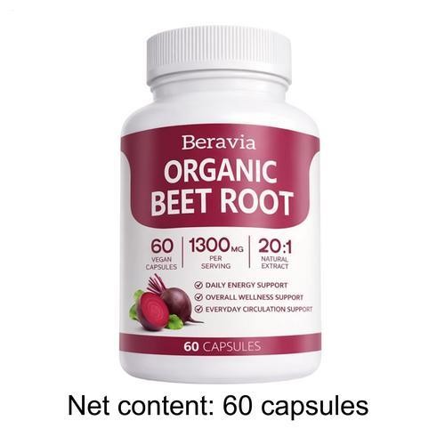 Beravia Organic Beet Root Capsules, Purely Organic, Non-GMO 60-Counts