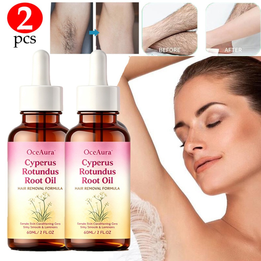 2PCS Cyperus Rotundus Oil, Natural Hair Removal Formula, 60mlX2 Hair Removal