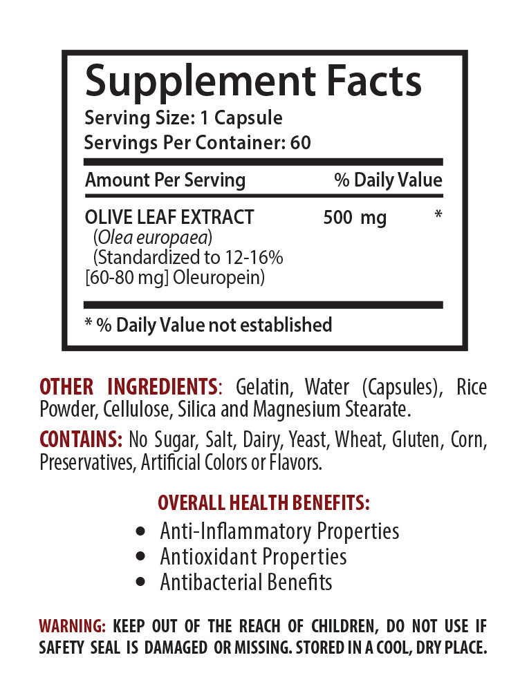 Antioxidant diet – NATURAL OLIVE LEAF – Olive extract capsules – 2 Bottles