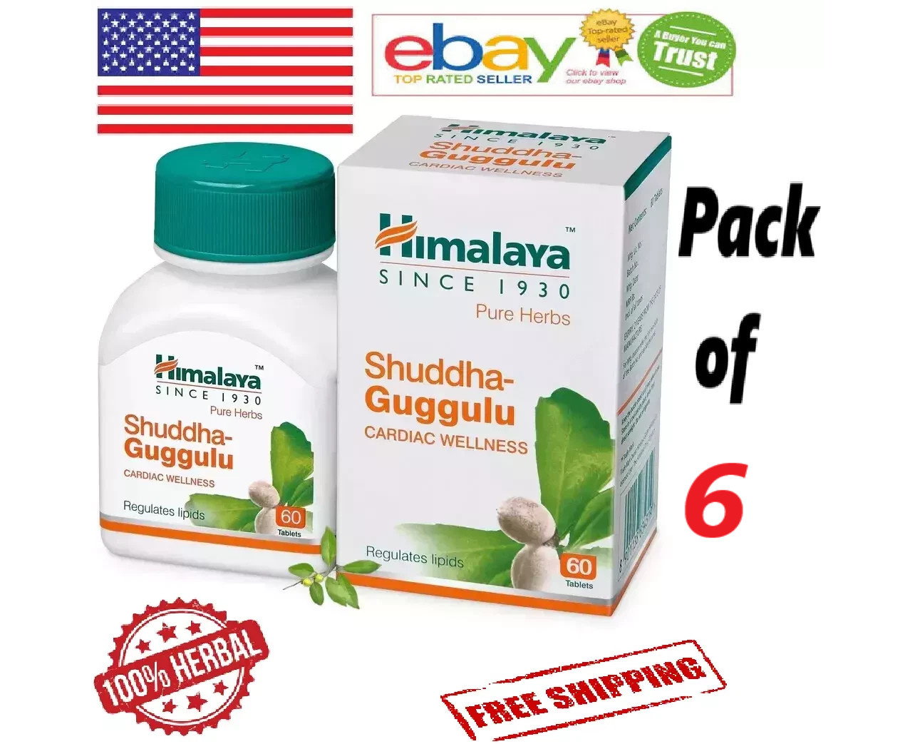 6X Shuddha Guggulu Himalaya 360 Tabs With Long Expiry & Free Shipping