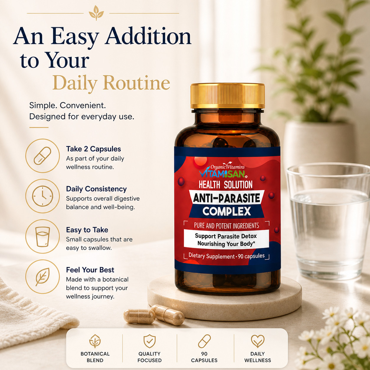 Wormwood Anti Parasite Complex 1500mg support intestinal Health Supplements 90