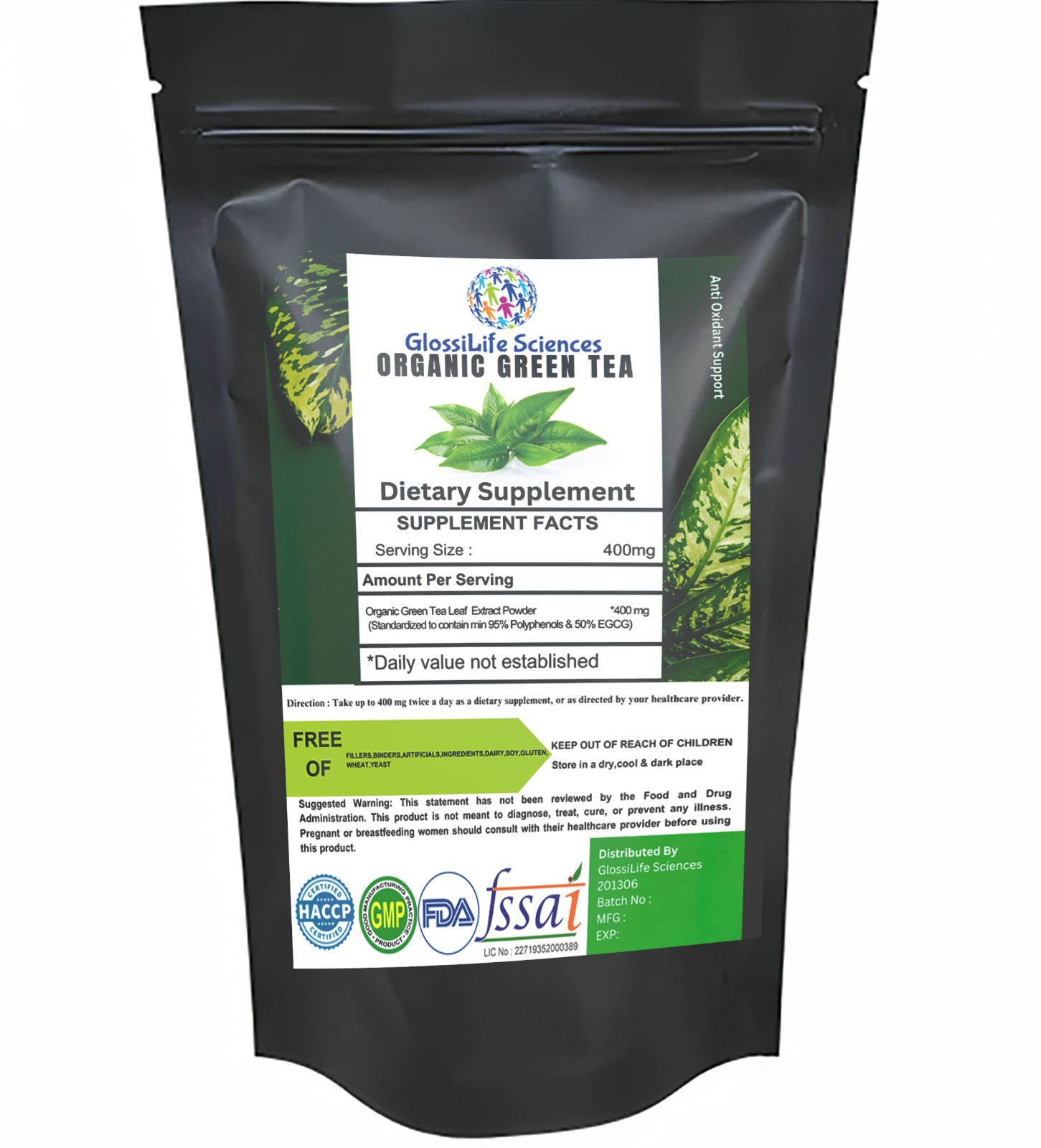 Organic Green Tea Extract Powder 95% Polyphenols EGCG detox