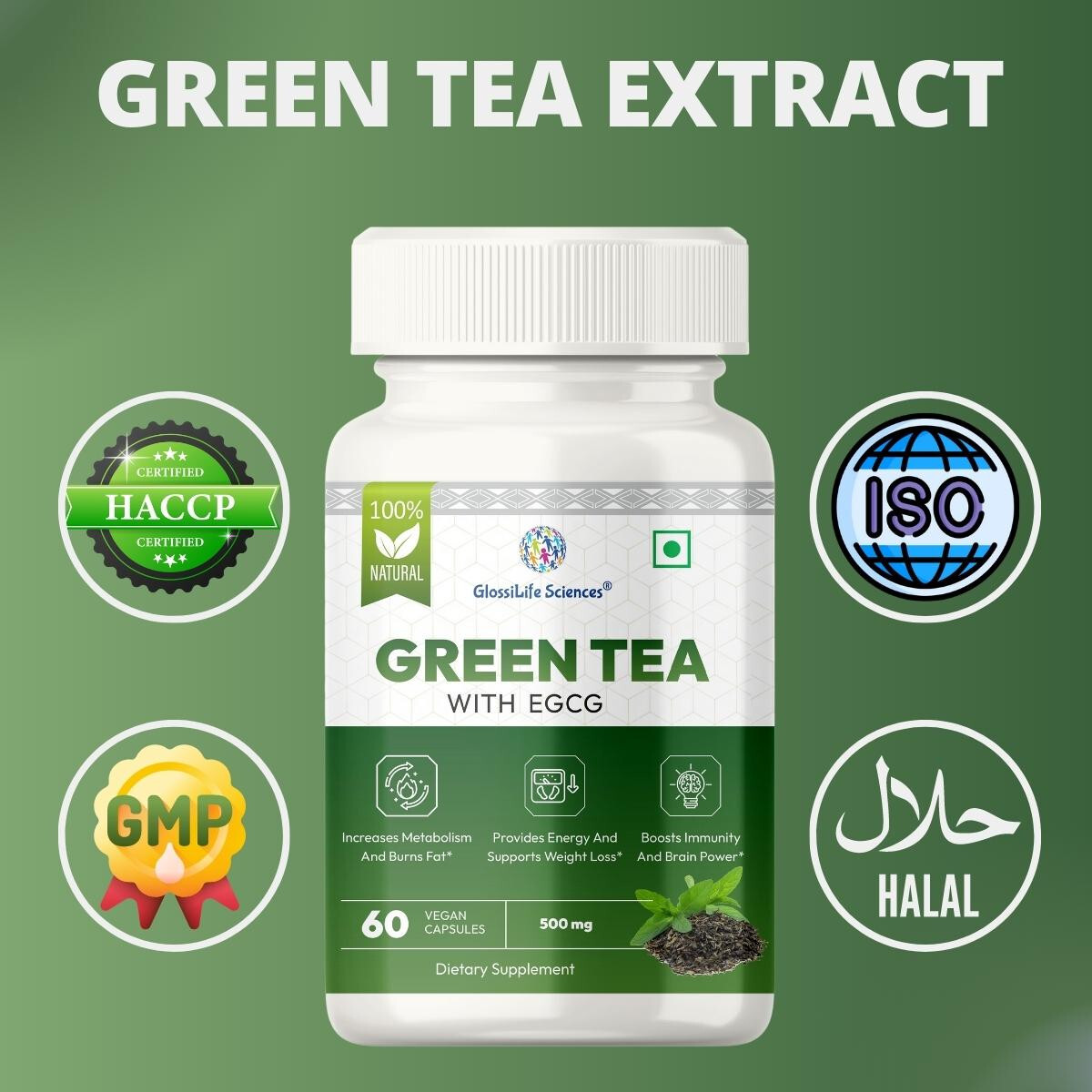 2 x 60 Green Tea Extract Capsule 90% Polyphenol 50% EGCG Veg Capsule 500mg