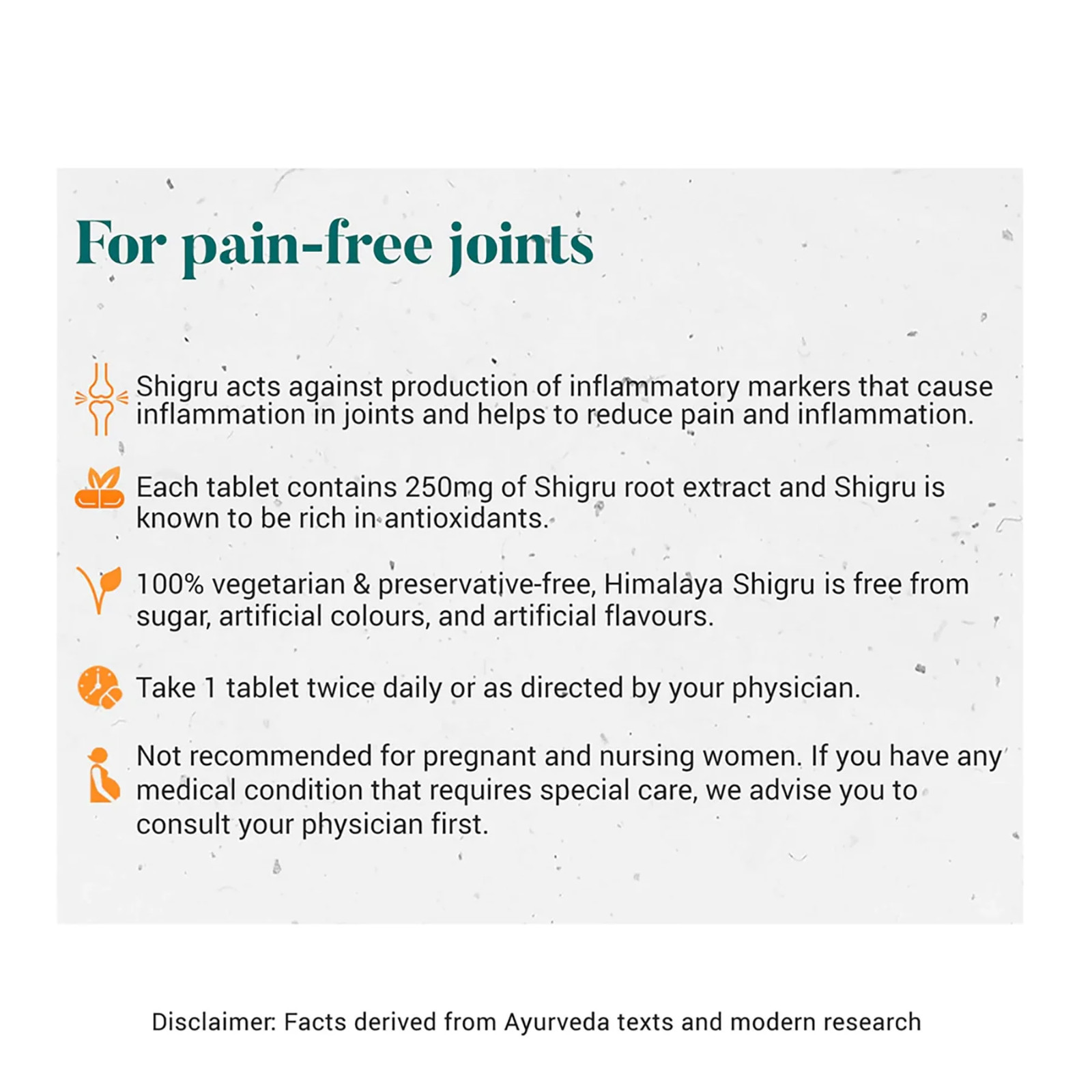 1 pack X Himalaya Herbal SHIGRU Bone & Joint Wellness 60 Tabs, FREE SHIPPING