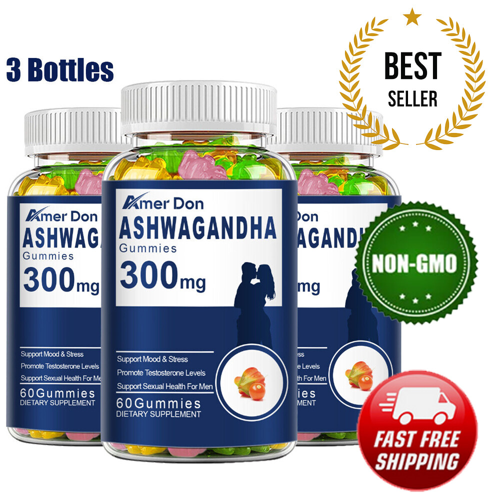 3 Pcs Ashwagandha Gummies Mixed Berry 60 Count Gummies RelaxationSupplement USA