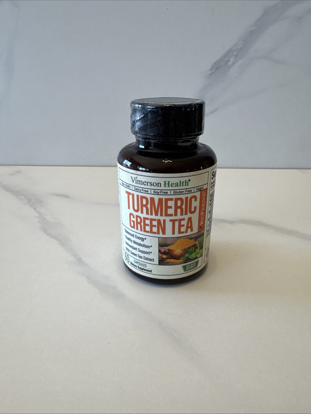 Turmeric Green Tea 60 Capsules 30 Day Supply Energy Metabolism Antioxidant 07/26