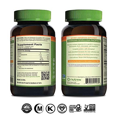 Pure Hawaiian Spirulina Herbal Supplement 5 Ounce Powder Vegan Gluten Free