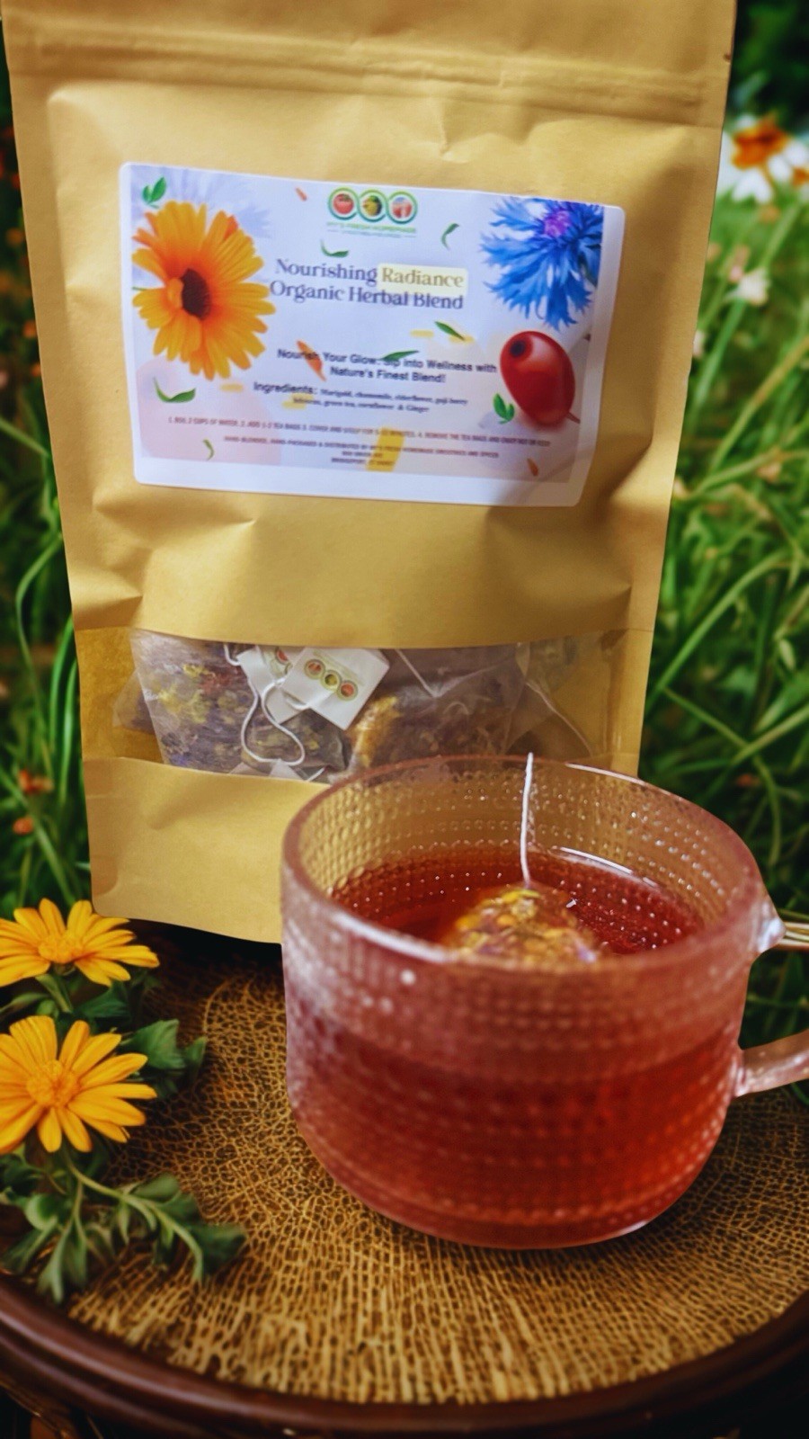 Nourishing Radiance Herbal Tea Blend – Organic Boost for Glowing Skin 42 TeaBags