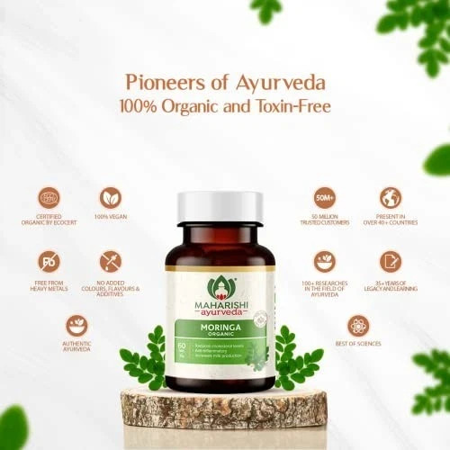 Maharishi Ayurveda Organic Moringa Tablets 500mg Herbal Supplement 60 Tabs × 5