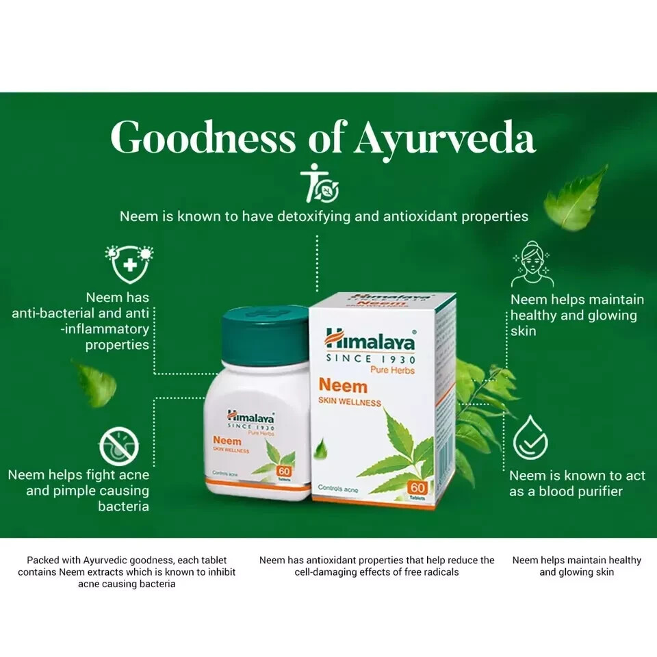 🌿 Himalaya Neem Tablets – Pack of 10 (60 Tablets Each) | Expiry 03/2028 🌱