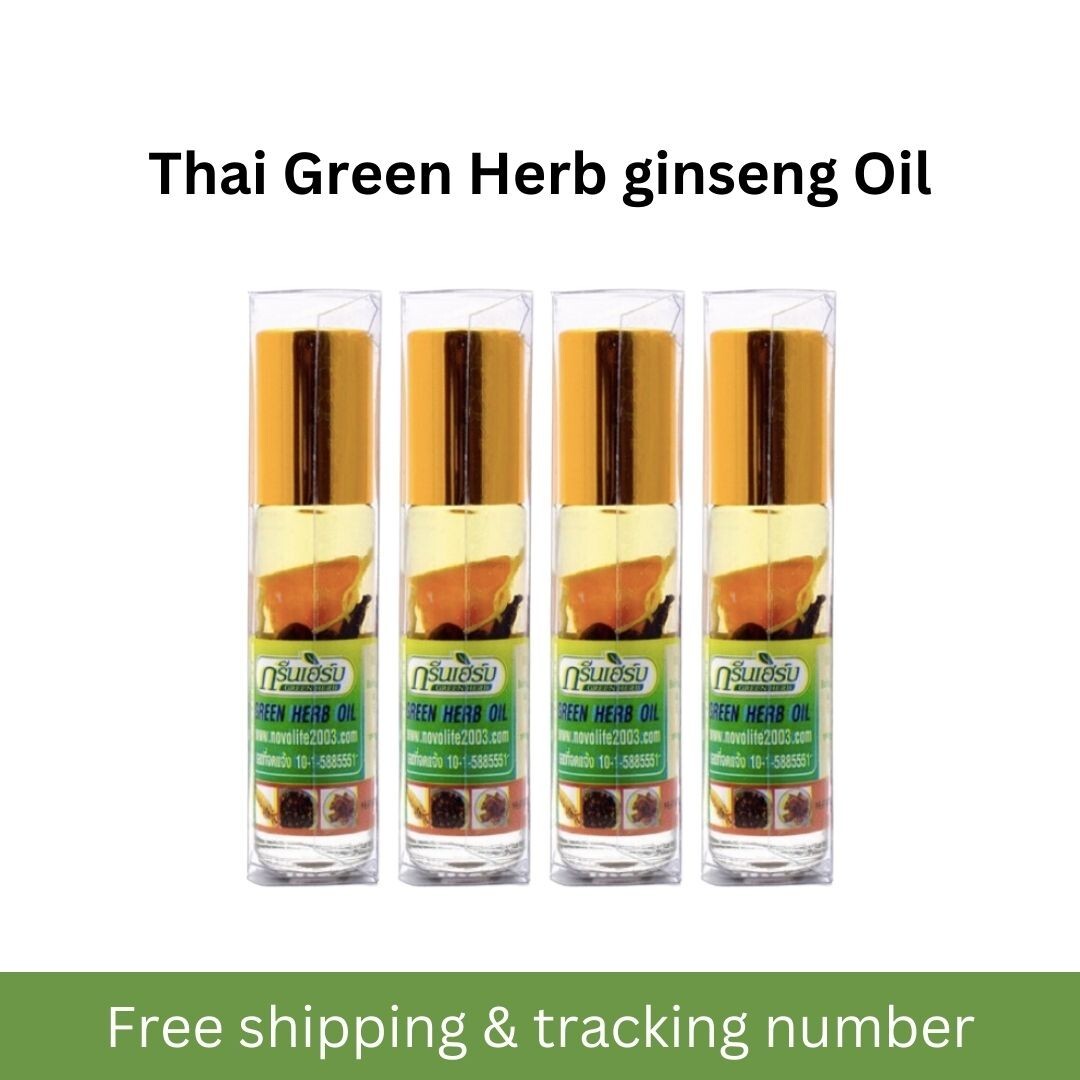 4x Thai Green Herb ginseng Oil Herbal Balsam Headache Relief Pain Massage Dizzy
