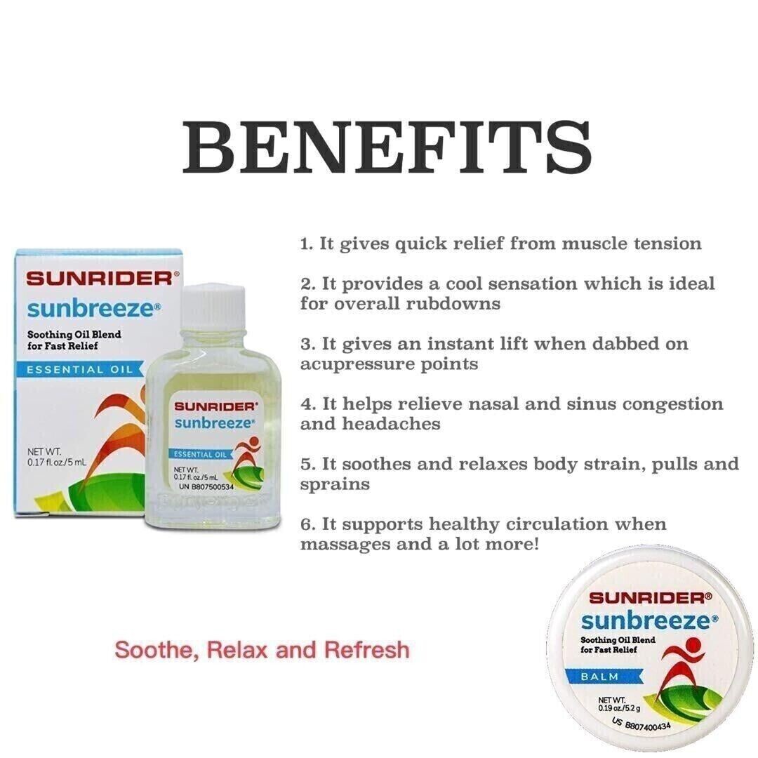 2 Box (6 bottle) Ori Sunrider Sunbreeze Essential Oil Pain Relief Muscle l0ml