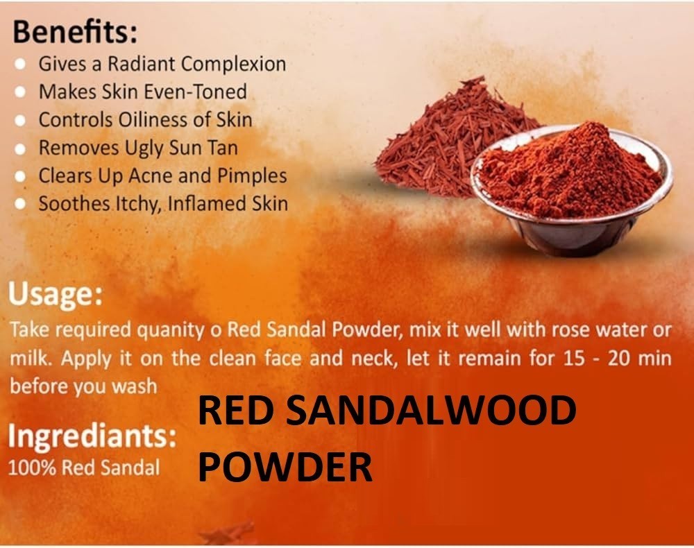RED SANDALWOOD Safed Chandan POWDER Untreated Organic for Skin Care Routine