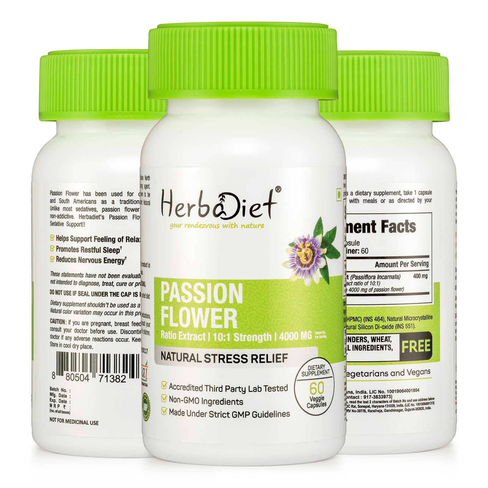 Passion Flower Extract 10:1 400mg Capsules Reduce Stress Anxiety Insomnia Relief