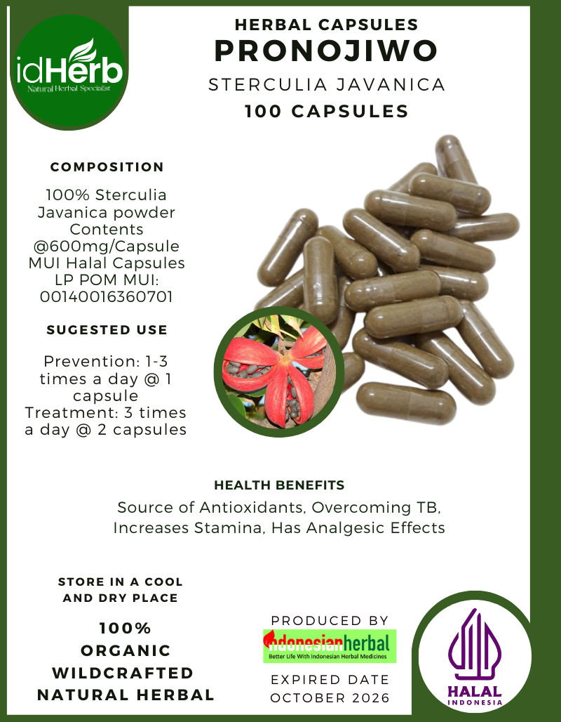[idHerb] 100-1000 CAPSULES PRONOJIWO Sterculia Javanica NATURAL HERBAL
