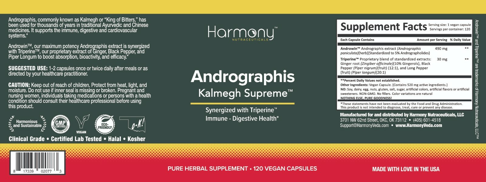 Andrographis Supreme, Premium Pure Ayurvedic,120 Vegan caps ,Max Bioavailable