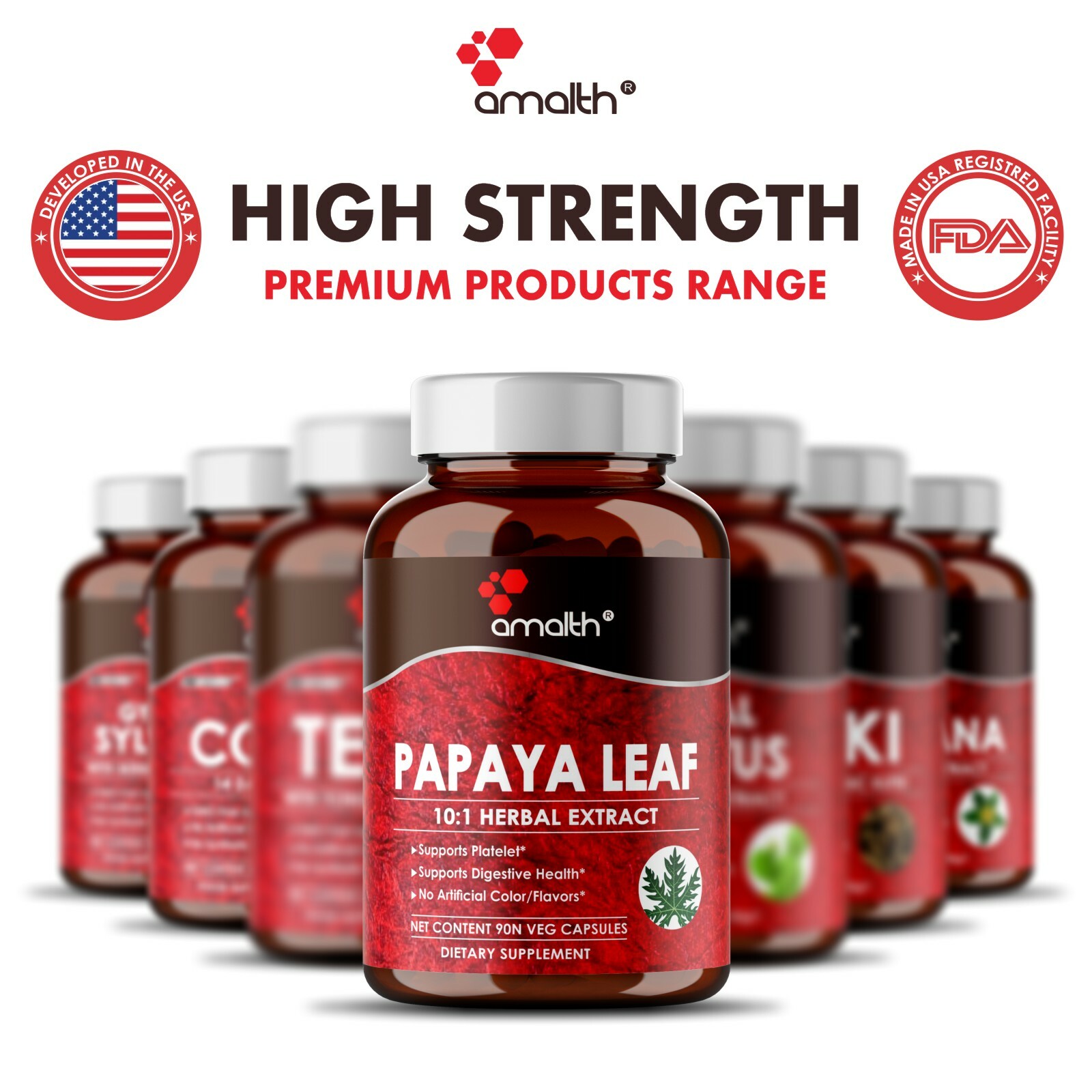 Papaya Leaf Extract Powder Carica Supports Platelet 10000mg Capsules – 90 Pills