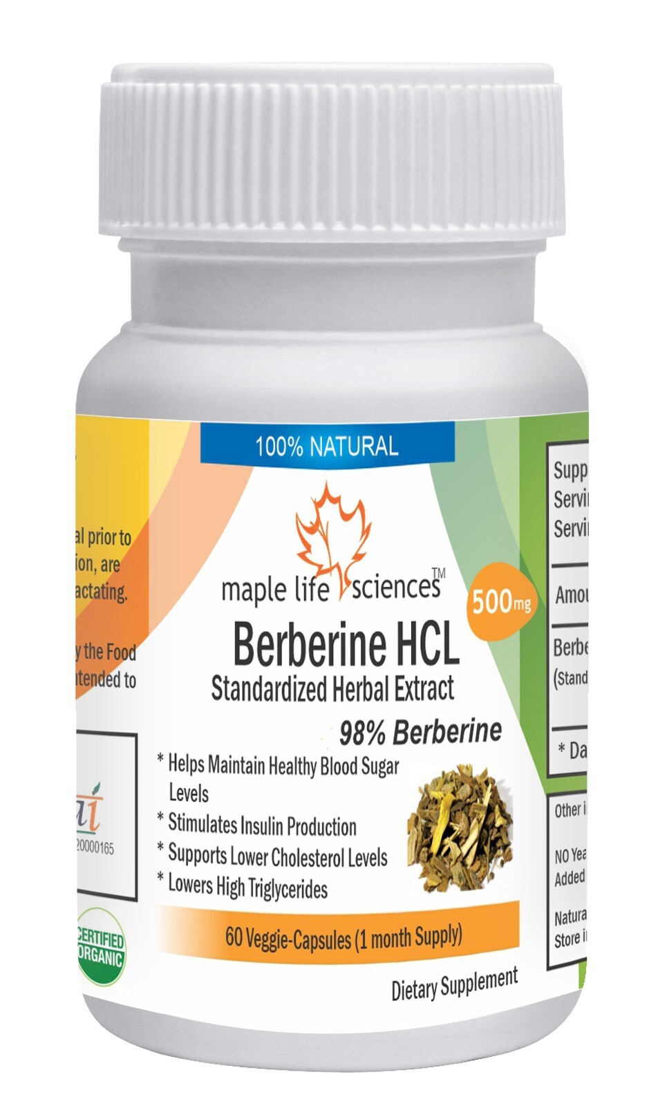 Berberine HCL 98% Extract Capsules controls blood sugar Pure & High Quality