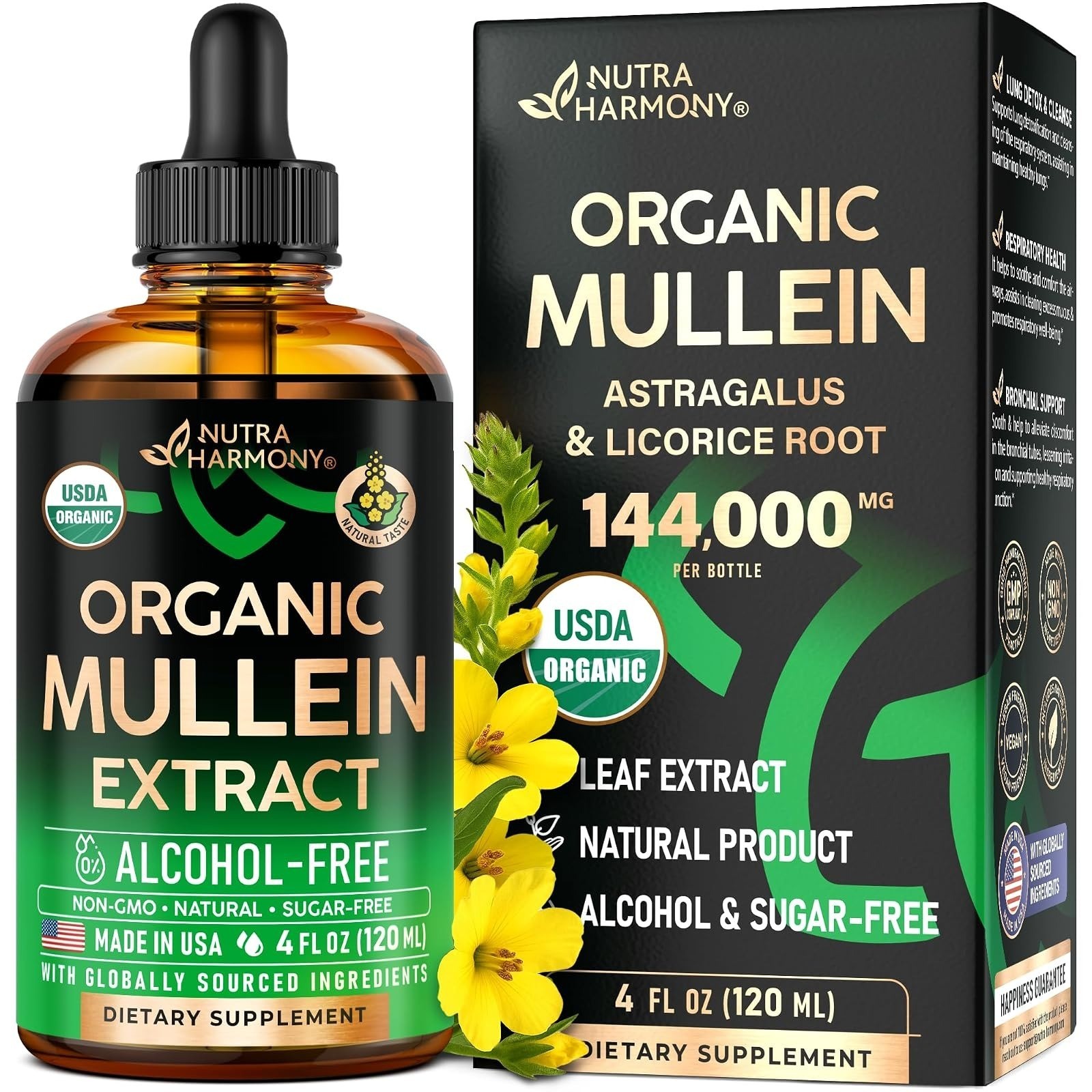 Mullein Drops for Lungs – Organic Mullein Leaf Extract – 4 oz