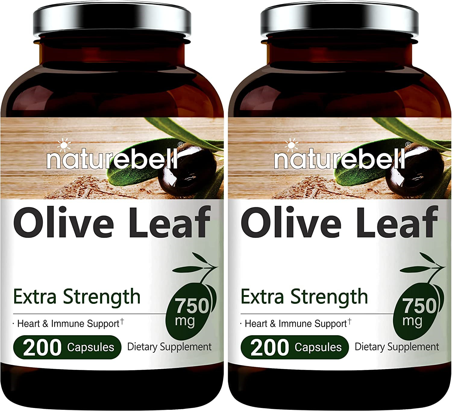 2 Pack Olive Leaf Extract 750mg Per Serving Maximum Strength 20% Oleuropein