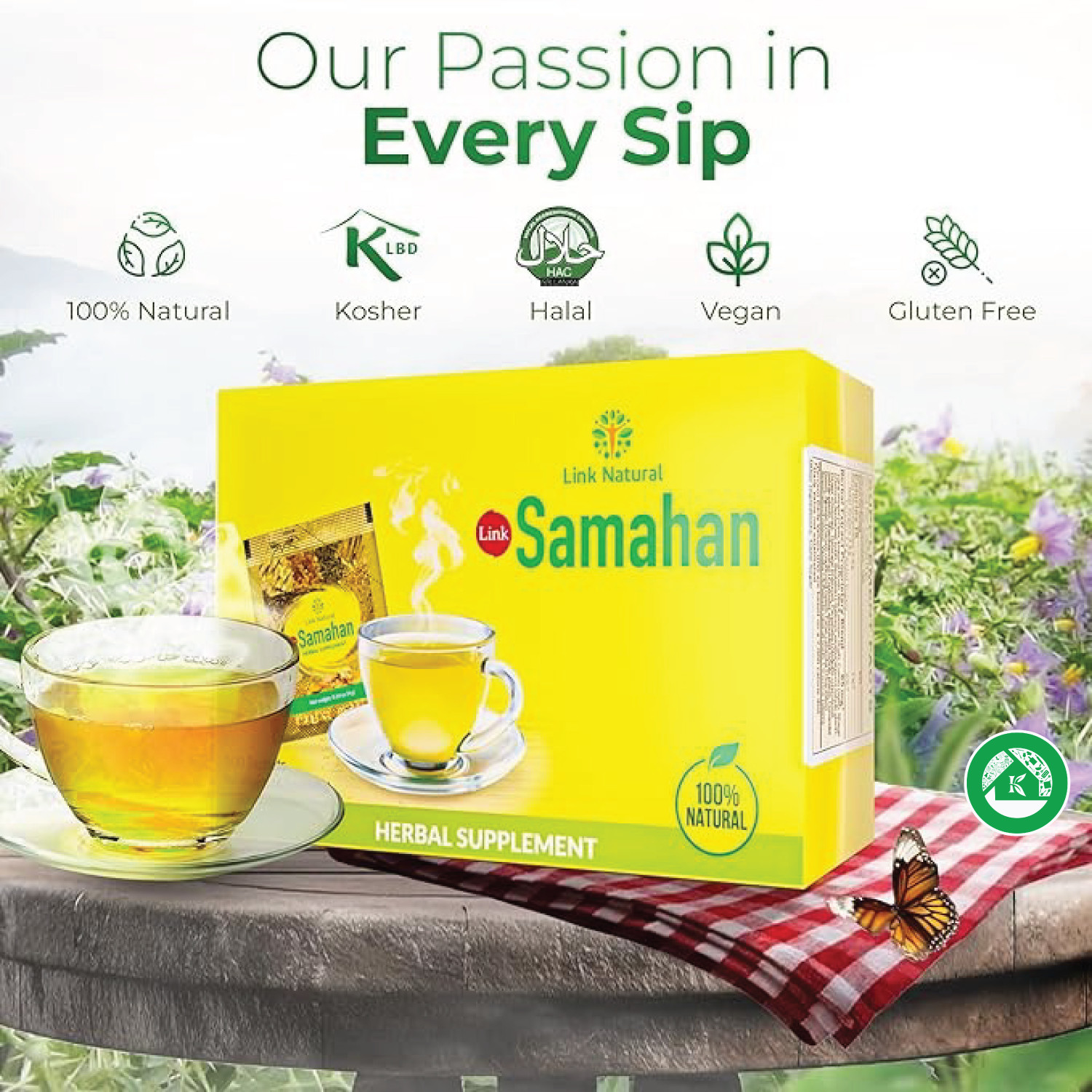 Sri Lanka Herbal Te, Link Samahan, Ayurvedic, Cold, Flu, Supplement, 10 Sachets