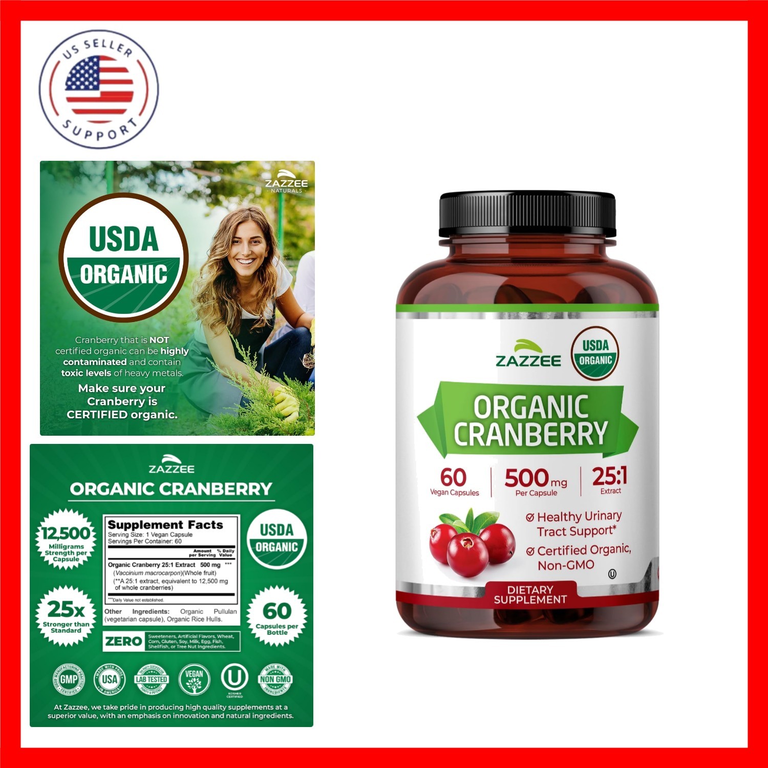 USDA Organic Cranberry 25:1 Extract – 2- , Non-GMO Supplement for Urinary & W…