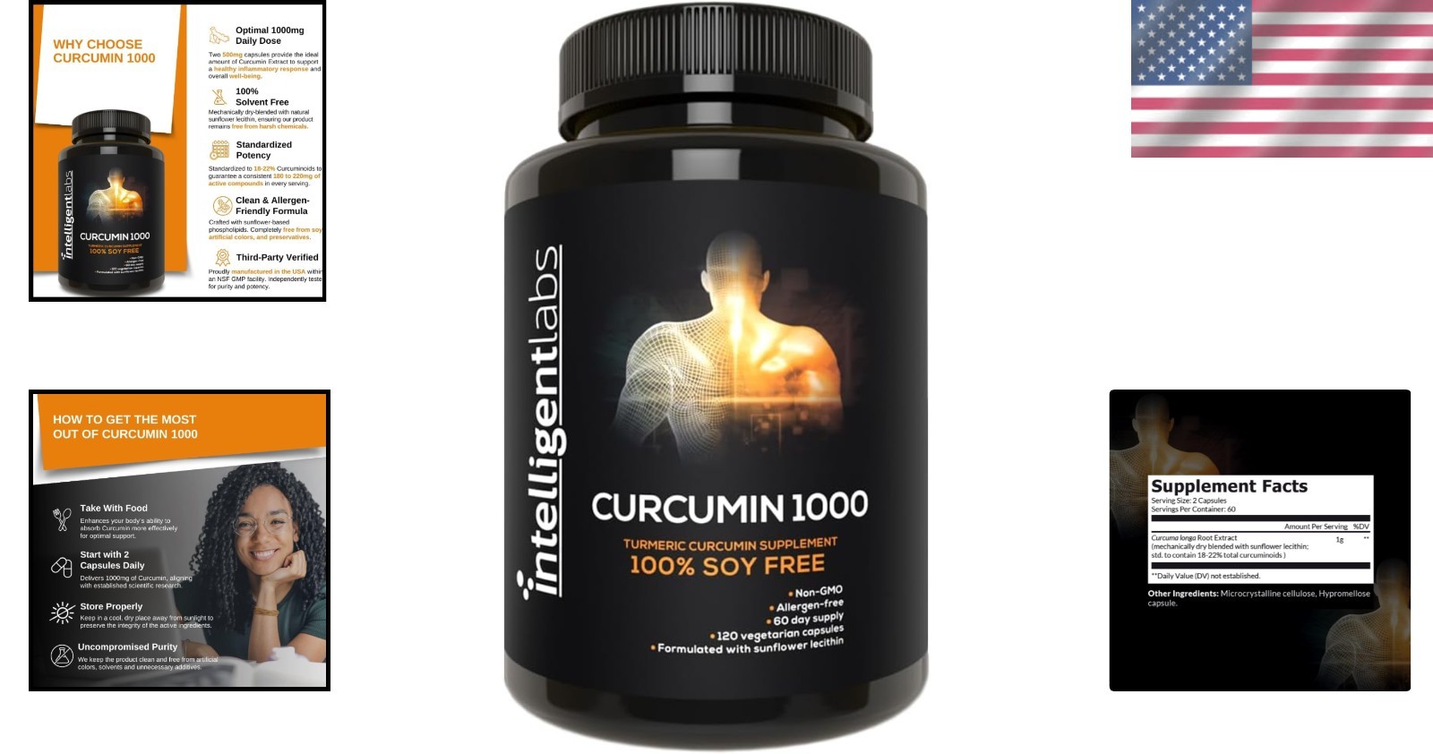 1000mg Curcumin – 120 Unflavored Capsules for Holistic Wellness Support