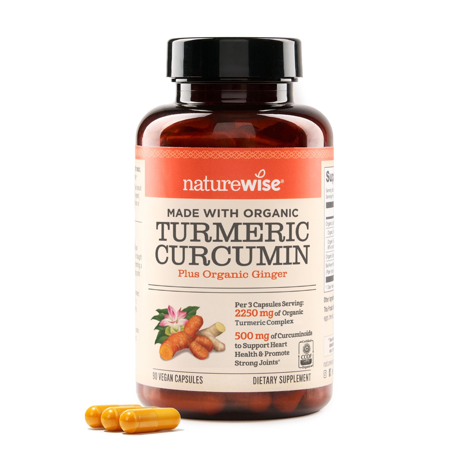 NatureWise Curcumin Turmeric 2250mg – 95% 90 Count (Pack of 1), Orange