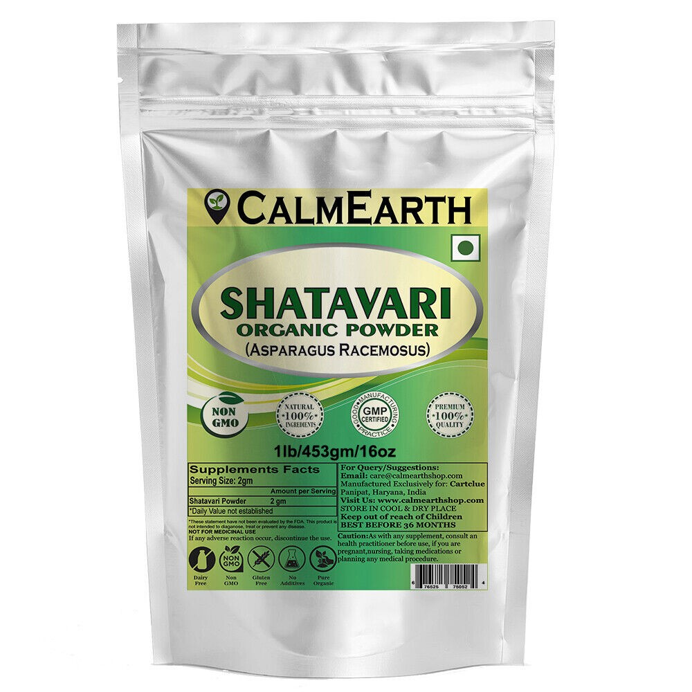 CalmEarth Shatavari Organic Herbal Powder 100% Pure Asparagus Racemosus