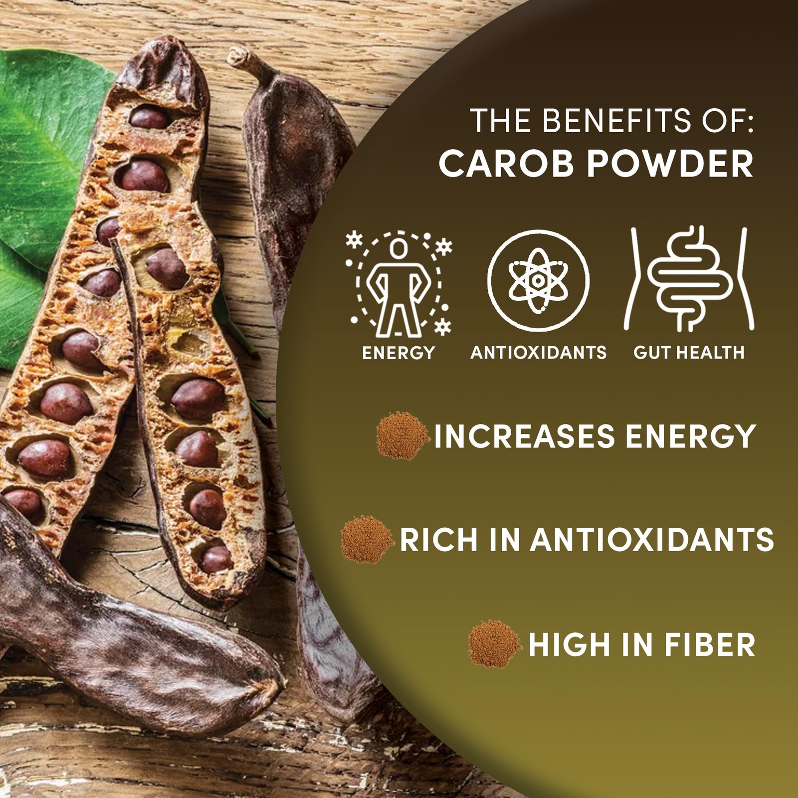 Organic Carob Powder, Medium Roast – 1 Lb – Caffeine Free Cocoa Alternative –