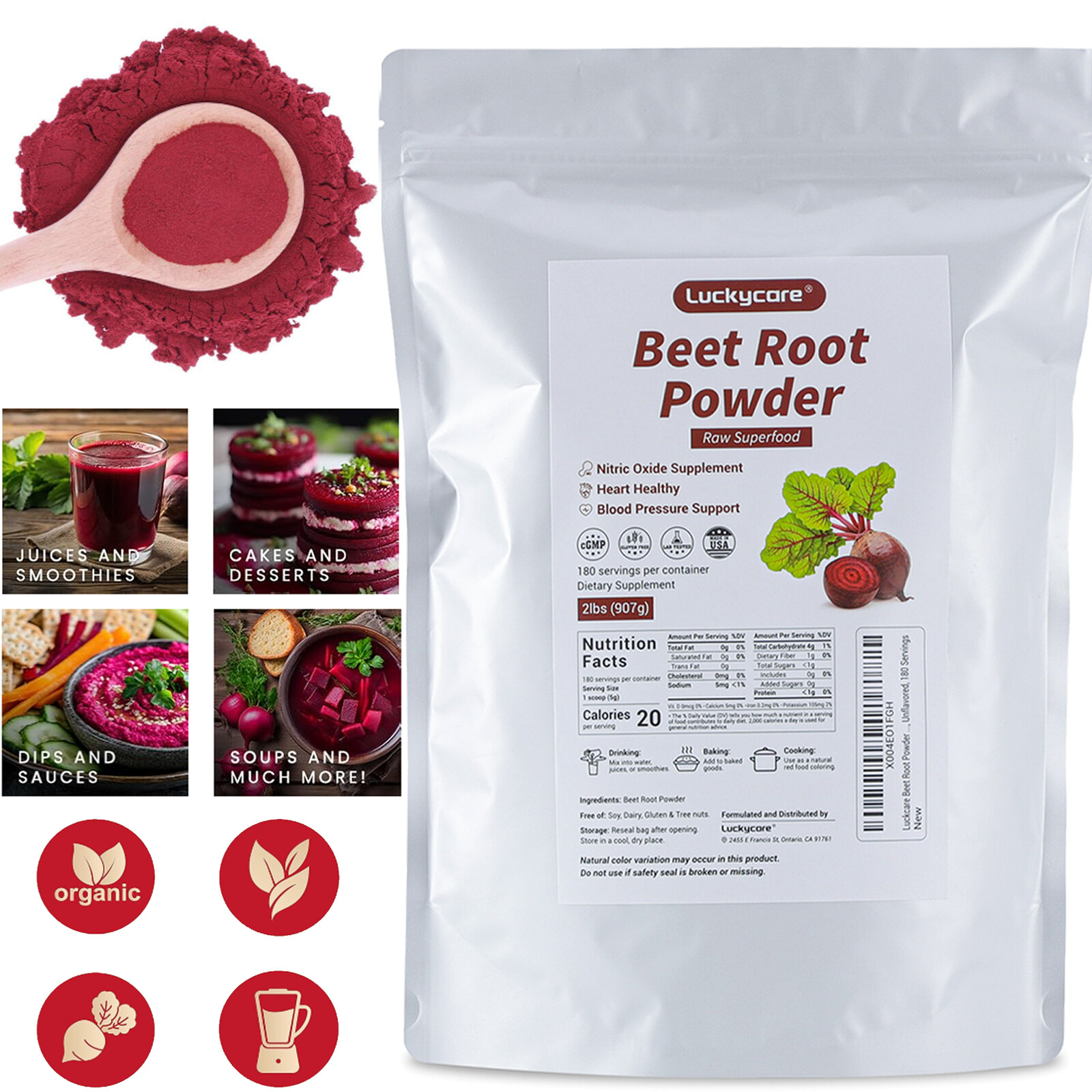 2 LB Organic Beet Root Powder Raw Non GMO Pure Beta Vulgaris Nitric Oxide Booste