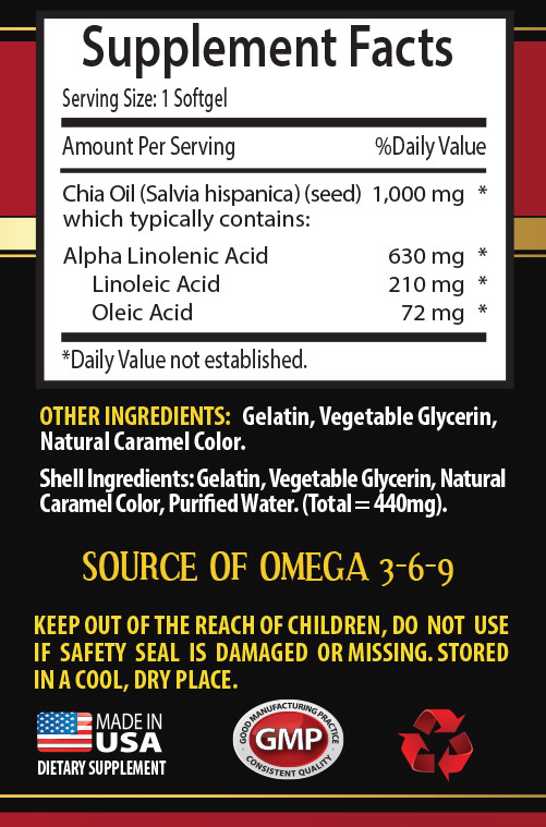 Fat analyzer – CHIA SEED OIL 2000 – fatty acid vitamin – 1 Bottle 60 Softgels