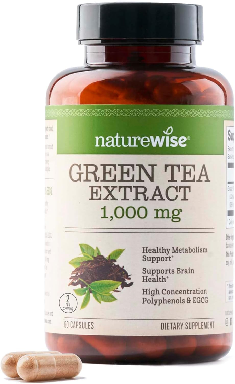 NatureWise Green Tea Extract Capsules 1000 Mg – 50% EGCG & 98% Polyphenols Vegan