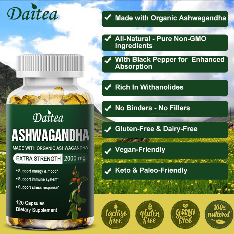 Ashwagandha Caps 2000mg-Supports Energy, Reduces Anxiety, Relaxation,Supplement