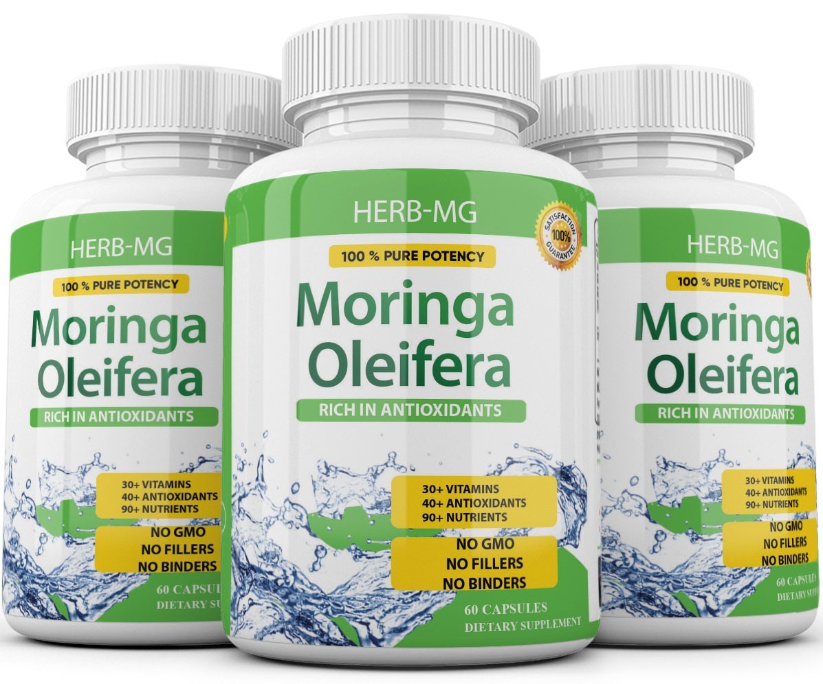 3 x Moringa Oleifera Leaf Organic Extract 10000mg Serving 100% Pure 180 Capsules